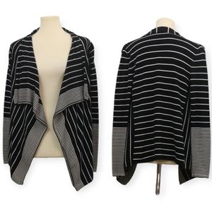 Willi Smith Contrast Striped Knit Open Waterfall Cardigan Sweater